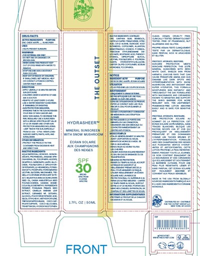Image Of Label (The Outset Hydrasheer Mineral Sunscreen)